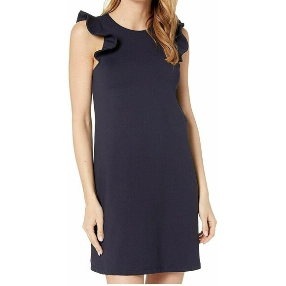 Susana Monaco Ruffle Cap Sleeve Above the Knee  Dress Women's sz S Midnight - Picture 1 of 3